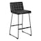 Homeroots Set of Two 30" Black Faux Leather And Steel Bar Height Bar Chairs 555742 - alternate 5