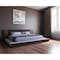 Homeroots Gray and Walnut Wood And Upholstery Queen Bed Frame With Attached Nightstands 486207 - alternate 3