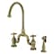 Kingston Brass Bridge Kitchen Faucet with Brass Sprayer, Antique Brass KS7793AXBS - alternate 1