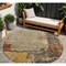 Homeroots 8' Khaki Charcoal And Terra Cotta Round Abstract Washable Indoor Outdoor Area Rug 606039 - alternate 1
