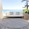 Homeroots 8' Linen And Gray Round Striped Washable Indoor Outdoor Area Rug 615670 - alternate 4