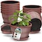 Lifemaster 10-Inch Rustic Whiskey Barrel Planters, Plastic Pots with Drainage and Saucers, 10PK LMPBP10COP10 - alternate 1