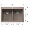 Blanco Liven SILGRANIT 33in 50/50 Double Bowl Dual Mount Kitchen Sink with Low Divide - Truffle 443206 - alternate 2