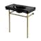 Kingston Brass 36" Ceramic Console Sink with Stainless Steel Legs, 8-Inch, 3-Hole, Black/Brushed Brass KVPB36198K87 - alternate 1