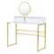 Homeroots 41" White And Gold Faux Marble and Steel Vanity Table with Mirror 568240 - alternate 5