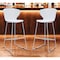 Homeroots Set of Two 30" White and Silver Heavy Duty Plastic and Metal Low Back Bar Height Bar Chairs, 2PK 555096 - alternate 3