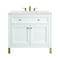 James Martin Vanities Chicago 36 in. Single Vanity, Glossy White, w/ 3 CM Lime Delight Silestone Top 503-V36-GW-3LDL - alternate 1