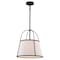 Vaxcel Marion 1-Light Matte Black Mid-Century Modern Cone Pendant, White Fabric Shade P0436 - alternate 1