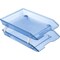 Acrimet Facility 2 Tier Letter Tray Front Load Size Desktop File Organizer Plastic Clear Blue 263.2 - alternate 1