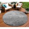 Homeroots 8' Gray And Silver Round Striped Washable Indoor Outdoor Area Rug 610891 - alternate 1