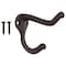Prosource Coat and Hat Hook, 22 lb, 2-Hook, 1 in Opening, Zinc, Oil-Rubbed Bronze H62-B076 - alternate 1