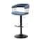 Homeroots Blue and Black Fabric with Metal Swivel Adjustable Height Bar Chair 534475 - alternate 2