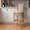 Homeroots 30" Beige and Natural Fabric and Solid Wood Bar Height Swivel Bar Chair 534316 - alternate 1