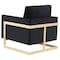 Leisuremod Lincoln Velvet Accent Armchair with Gold Frame, Midnight Black LA31BL - alternate 3
