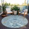 Homeroots 8' Sky Blue Ivory And Gold Round Damask Washable Indoor Outdoor Area Rug 599450 - alternate 2