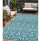 Homeroots 5' X 8' Teal Blue And Ivory Damask Washable Indoor Outdoor Area Rug 595194 - alternate 1