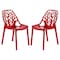 Leisuremod Cornelia Modern Stackable Dining Chair with Cut-Out Tree Design, Transparent Red, 2PK C18TR2 - alternate 1