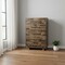 Homeroots 35" Brown Carved Geometric Solid Wood Five Drawer Dresser 661223 - alternate 5