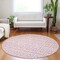 Homeroots 8' Pink And Ivory Round Geometric Washable Indoor Outdoor Area Rug 613797 - alternate 2