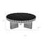 Homeroots 35" Silver And Black Mirrored Glass and Faux Marble Round Coffee Table 568904 - alternate 4