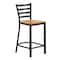 Flash Furniture HERCULES Black Ladder Back Metal Restaurant Counter Stool - Natural Wood Seat XU-DG697BLAD-24-NATW-GG - alternate 4