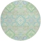Homeroots 8' Mint Green Blue And Ivory Round Oriental Washable Indoor Outdoor Area Rug 597700 - alternate 5