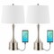 Jonathan Y Cooper 26" Classic French Country Iron LED Table Lamp with USB Charging Port, Nickel, 2PK JYL4045B-SET2 - alternate 5