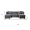 Homeroots Gray Velvet U Shaped Three Piece Sofa and Chaise Sectional With Toss Pillows 643883 - alternate 2