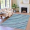 Homeroots 9' X 12' Blue Aqua And Ivory Abstract Washable Indoor Outdoor Area Rug 631237 - alternate 3