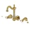 Kingston Brass Double-Handle Wall Mount Bathroom Faucet, Brushed Brass KS1227BPL - alternate 1