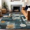Homeroots 5' X 8' Teal Blue Ivory And Gold Geometric Washable Indoor Outdoor Area Rug 604507 - alternate 3