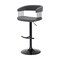Homeroots Gray and Black Faux Leather with Metal Swivel Adjustable Height Bar Chair 534473 - alternate 3