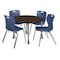 Regency Round Kee Mobile Adjustable Classroom Table W/ 4 Andy Chairs, 36 in W, 36 in L, Neo Walnut TB36RNDNWAPCGY40NV - alternate 1