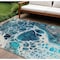 Homeroots 10' X 14' Teal Blue And Navy Blue Nautical Washable Indoor Outdoor Area Rug 581514 - alternate 1
