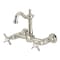 Kingston Brass Two-Handle Wall Mount Bridge Kitchen Faucet, Polished Nickel KS2446BEX - alternate 1