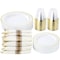 Elama 350 Piece Disposable Plastic Dinnerware Party Set for 50 Guests in White with Gold Trim 750123348M - alternate 1