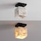 Jonathan Y Alessia 5" 1-Light Modern Contemporary Alabaster/Iron Cube LED Semi Flush Mount, White Marbling/Black JYL1202B - alternate 5