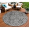 Homeroots 8' Gray And Pewter Round Damask Washable Indoor Outdoor Area Rug 616528 - alternate 1