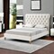 Homeroots Cream Solid Wood King Tufted Upholstered Linen Bed with Nailhead Trim 544883 - alternate 2
