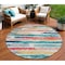 Homeroots 8' Ivory Teal Blue Orange And Red Round Striped Washable Indoor Outdoor Area Rug 616654 - alternate 1