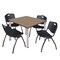 Regency Square Kee Breakroom Table W/ 4 M Stack Chairs, 48 in W, 48 in L, Noble Oak TB4848NOBPCM47BK - alternate 1