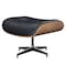 Homeroots 27" Black and Light Brown Tufted Genuine Leather Swivel Lounge Chair With Ottoman 636224 - alternate 1