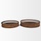 Homeroots Set of Two Brown Round Wicker Handmade Serving Tray 609099 - alternate 1
