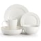 Elama Nikki 18 Piece Ribbed White Porcelain Dinnerware and Serving Bowl Set ELM-NIKKI-18 - alternate 4