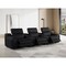 Homeroots 129" Black Italian Leather Reclining USB Sofa 632885 - alternate 4