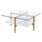Homeroots 32" White And Gold Glass And Steel Square Coffee Table With Shelf 521991 - alternate 3