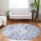 Homeroots 8' Denim Blue And Sky Blue Round Geometric Washable Indoor Outdoor Area Rug 589214 - alternate 3