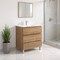 Homeroots 28" Oak Wood Freestanding Bathroom Vanity With White Sink And Three Drawers 624140 - alternate 2