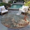 Homeroots 8' Pale Aqua Copper And Beige Round Abstract Washable Indoor Outdoor Area Rug 618234 - alternate 3