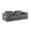 Homeroots 86in Dark Gray and Black Italian Leather Power Reclining Loveseat With Storage 720529 - alternate 2